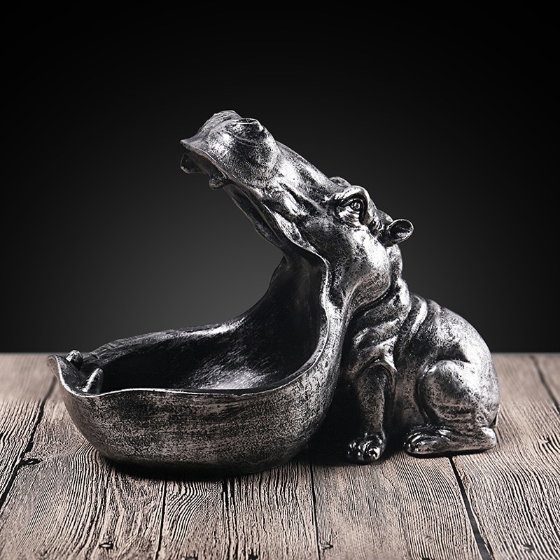3D Hippo Standbeeld Decor Home Decoratie Accessoires Dier Sculptuur Bureau Opbergdoos Beeldje Ornament Wedding Party Decoraties