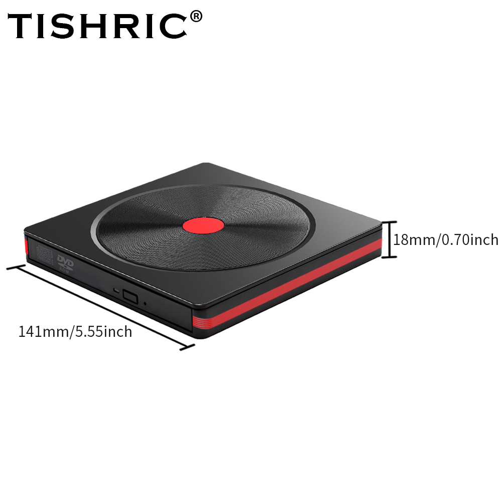 TISRIC Unidade de DVD Óptica Externa Portátil Dispositivo HDD ODD CD DVD Player USB 3.0 Leitor de CD Externo Para Laptop Desktop PC
