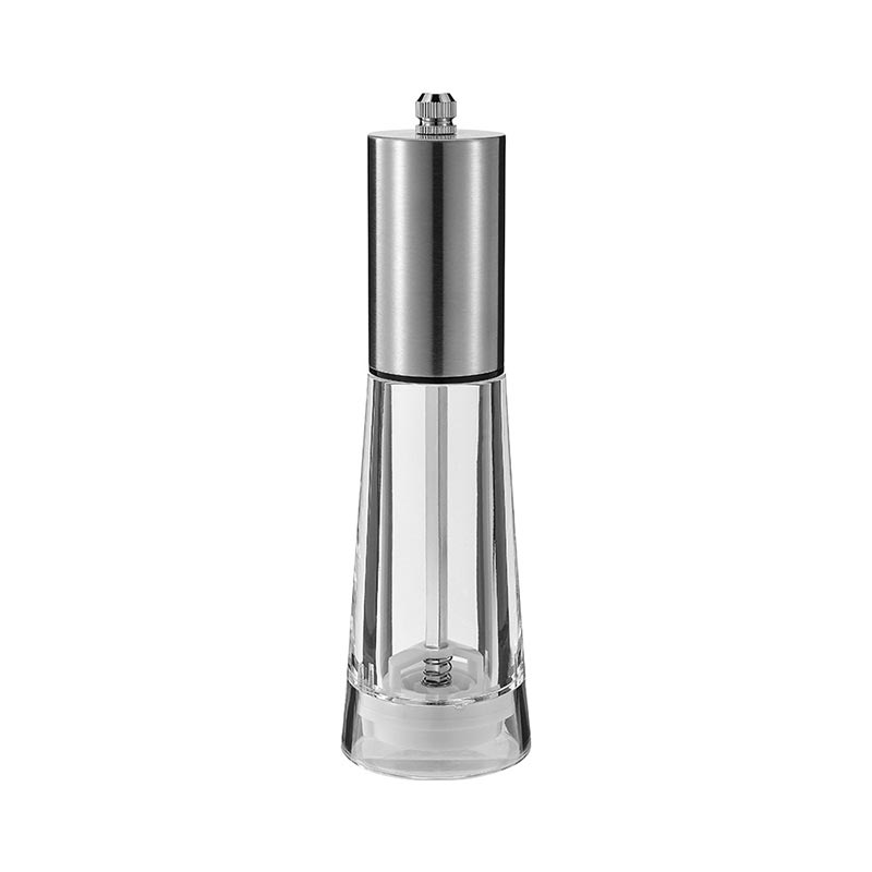 Manual Pepper Grinder Sea Salt Pepper Mill Acrylic Ceramic Core Grinder Kitchen Pepper Grinding Seasoning Bottle Cooking Tools: Light Grey