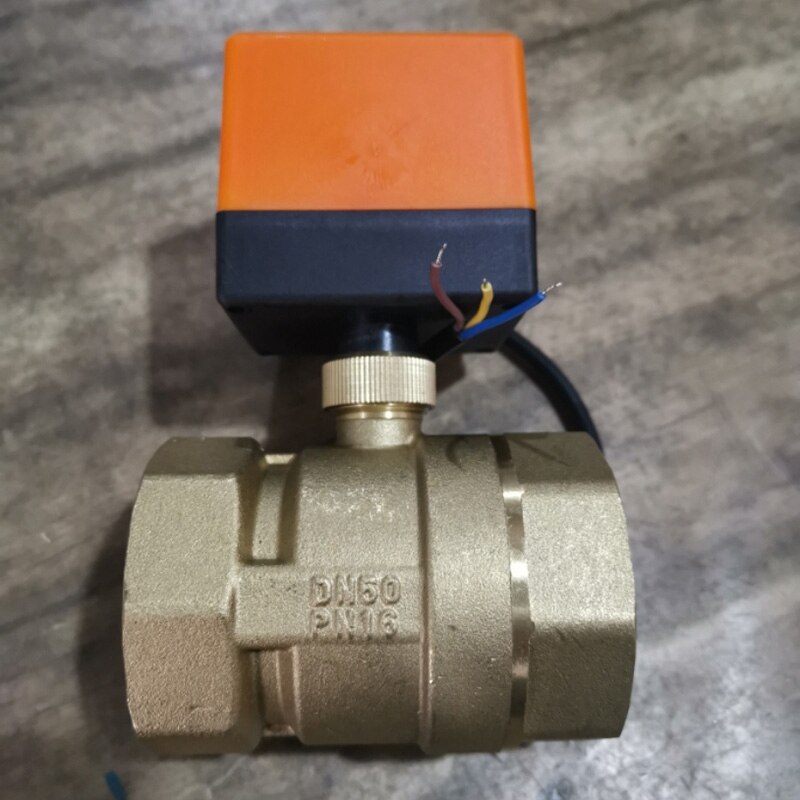 Ac 220V G2 Dn50 2-Way 3-Wire 2-Point Control Brass Electrical Motorized Ball Valve