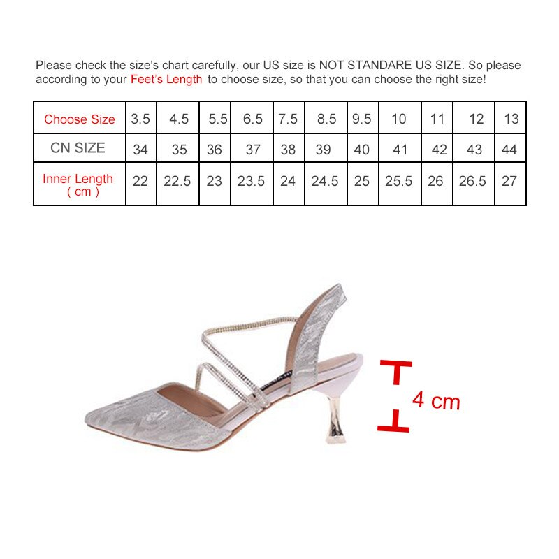 Sandales 34-42 taille pour femmes, 4cm talons hauts, chaussures de mariage argentées, chaussures de travail, escarpins à bout pointu, sandales 8086n femmes