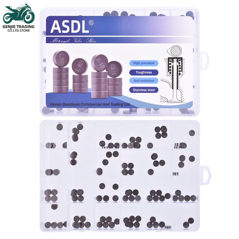 9.48mm Valve Shim 5pcs Motorcycle Engine Parts Adjustable 1.2-4.0 Complete Refill Kit for Honda for Suzuki for Yamaha Kawasaki