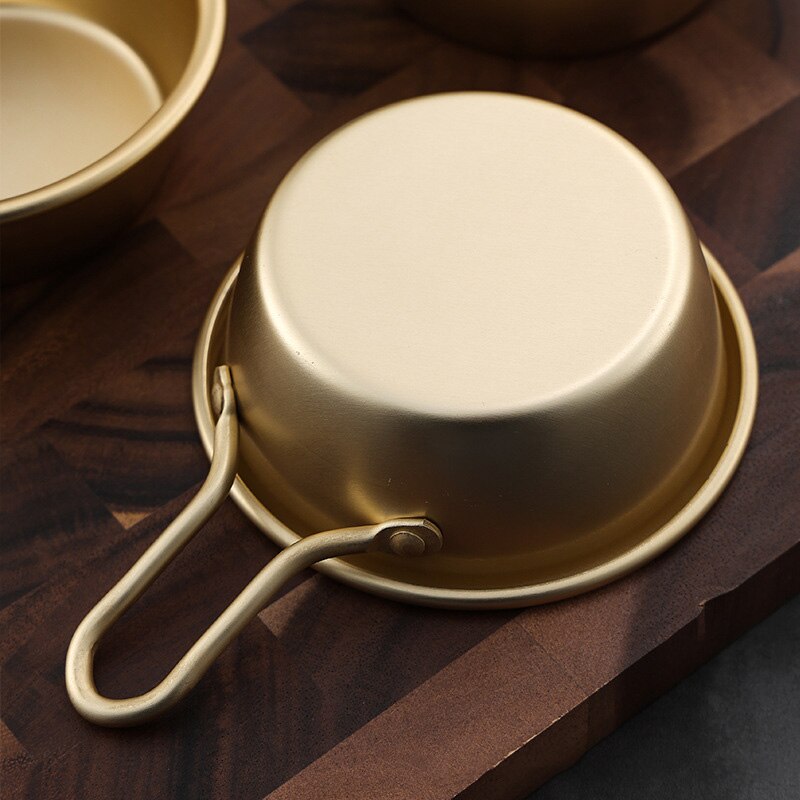 Bol à riz rond traditionnel coréen en aluminium, couleur or, tasse à vin avec poignée pour Makgeolli, 1 pièce