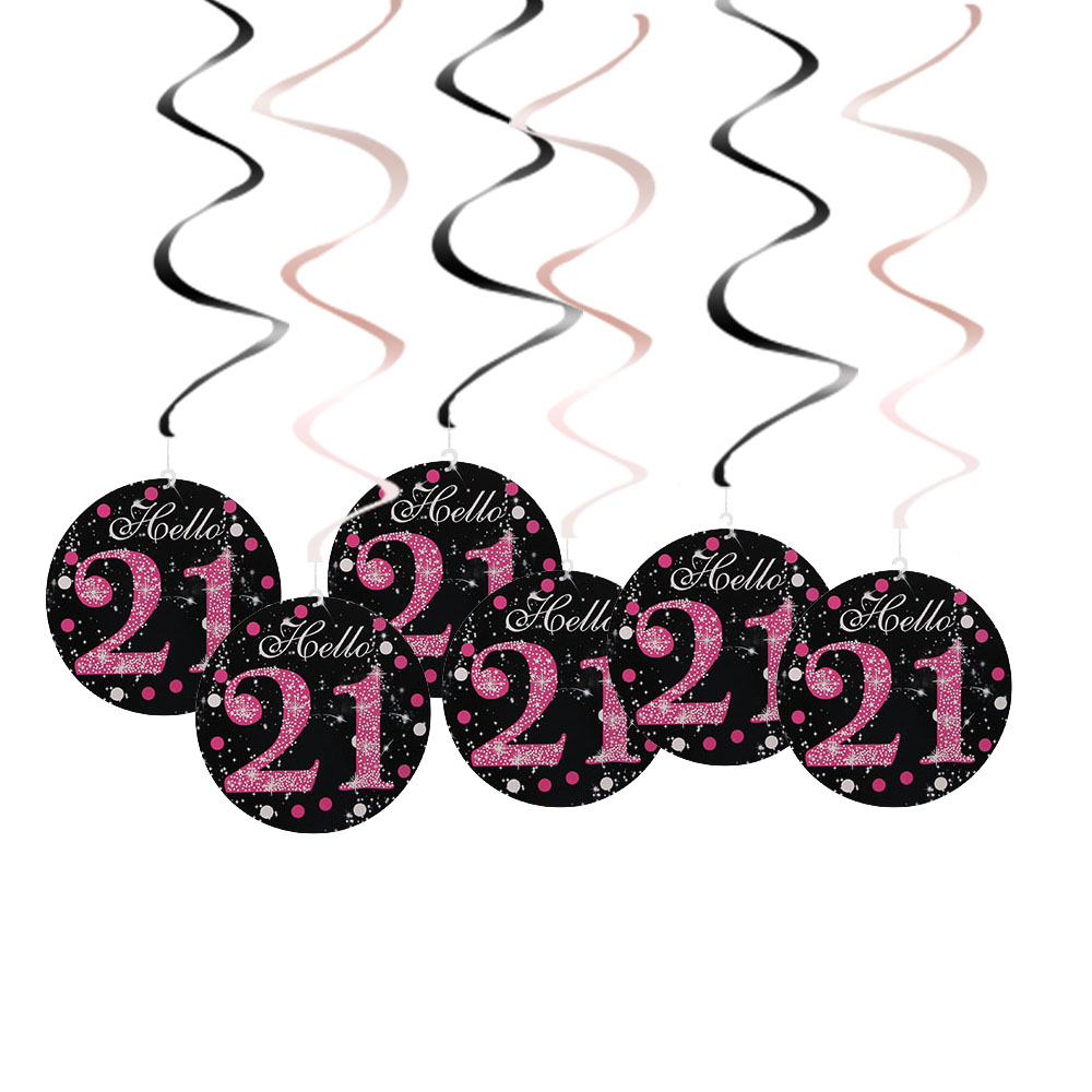 6 st/förpackning grattis på födelsedagen slingers 1st födelsedag pojke flicka fest 18 30 40 50 60 70 födelsedagsdekoration baby shower festtillbehör: Rosa 21