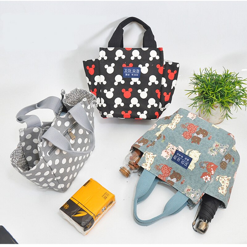 Lady Women Handbag Polyester Ladies Printing Handbags Portable Lunch Bag Pouch Storage Box Picnic Tote Bag