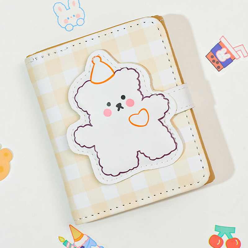 Versatile Little Bear Wallet Cartoon Women's Short Coin Wallet Snap On Card Bag: black