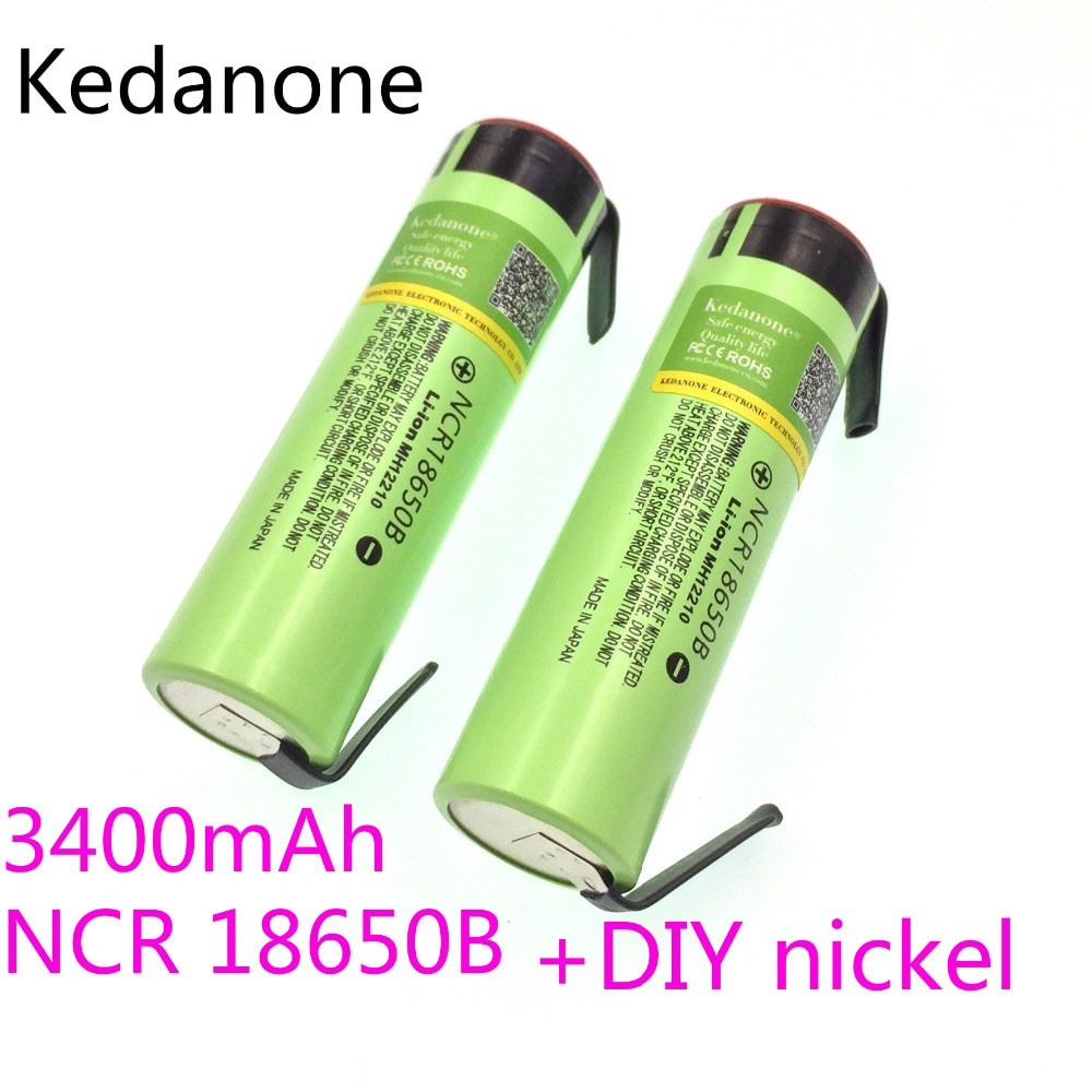 Original NCR18650B 3.7V 3400 mAh 18650 Rechargeable Lithium Battery Suitable for Panasonic Flashlight + DIY Nickel Film