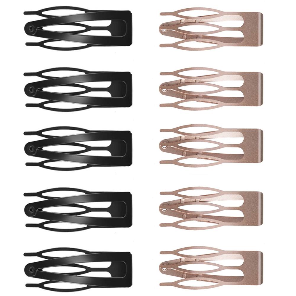 Pinzas para el pelo de doble agarre, pasadores de Metal a presión, herramientas de peinado para mujeres y niñas, accesorios para el cabello, 10 Uds.: black rose gold