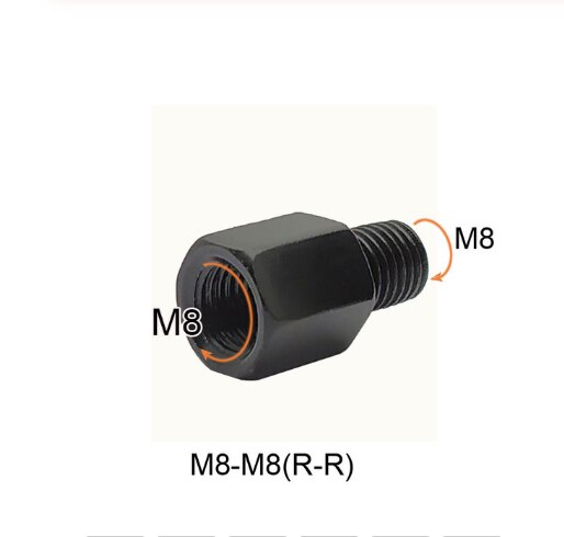 Motorcycle Scooter Black Mirror Adapter M10 M8 10MM 8MM Rearview Mirrors Adapters Right Left Hand Thread Conversion Bolt Screws: M8-M8(R-R)