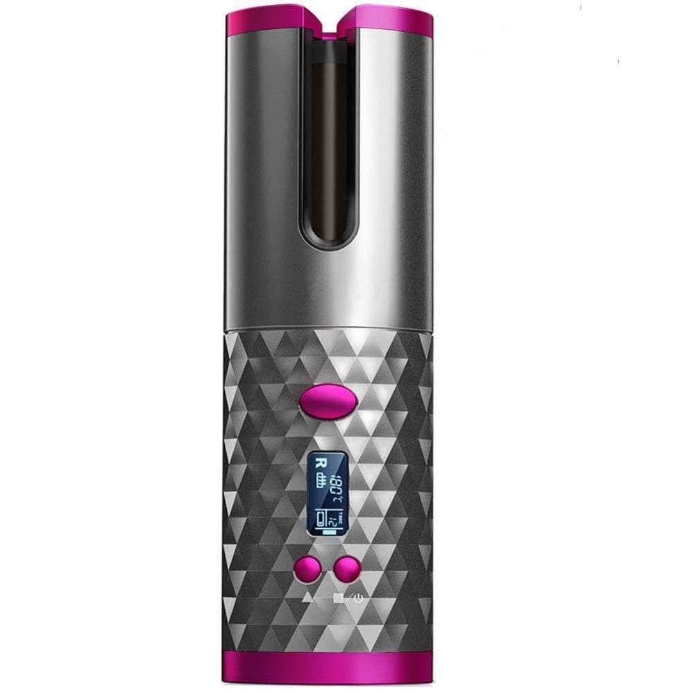 Rizador de pelo inalámbrico de cerámica automático, ondulador de pelo inalámbrico con USB, para playa: Gray