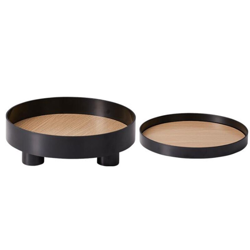 Plateau en bois porte-bougie plateau de rangement pour la décoration organisateur décor maison plateau décoratif présentoir de bijoux assiettes alimentaires conteneur: 2pcs black
