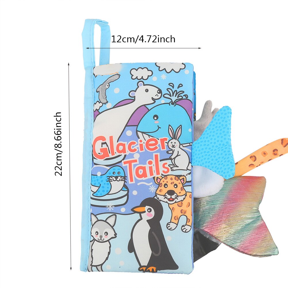0-2 y frühfördernde lernhilfen babybuch frühpädagogik aktivität #39 tier- und schwanzbuch (blauer gletscher) weiches stoffmaterial