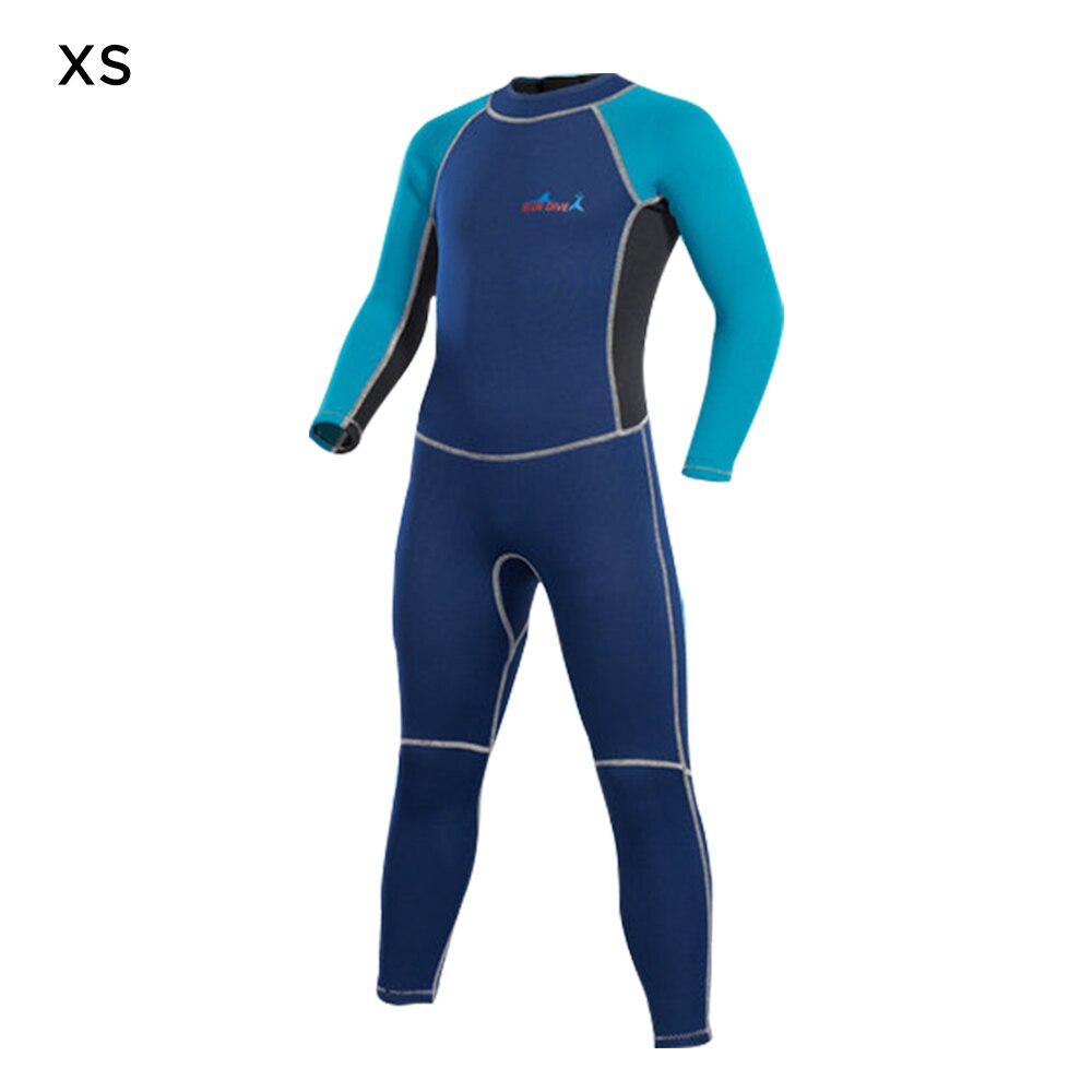 Kids Full Wetsuit 2MM Nylon Neoprene Diving Suit Thermal Warm UV Sun Protection Quick Dry Long Sleeve Back Zippered for boy girl: Lake blue / XL