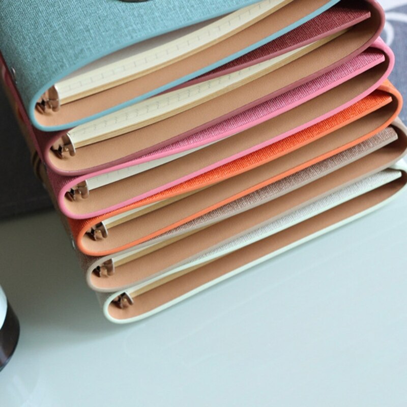 PU Leather Cover Loose-leaf Tri-fold Notebook A5 Travel Handbook for Dairy Travel Office A9LC