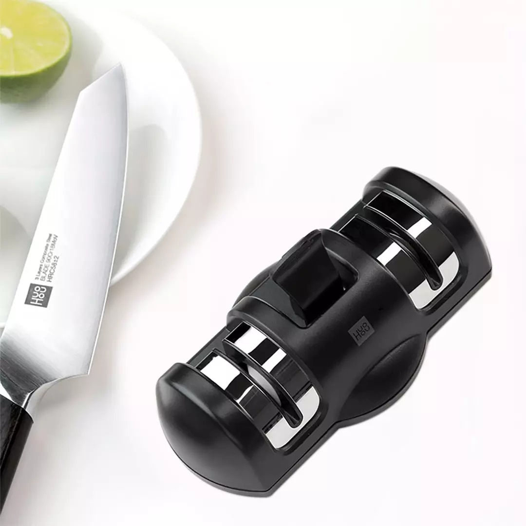 Huohou dobbelthjulssliber praktisk slibeværktøj køkken essentielle værktøjer slibes hurtigt