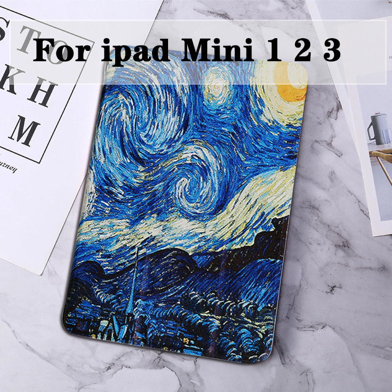Dla ipad mini 5 4 3 2 1 etui malowane skórzane etui na tablet Mini5 Mini4 mini 1 2 3 powłoka ochronna odwróć stań Smart Cover: Van Gogh for Mini