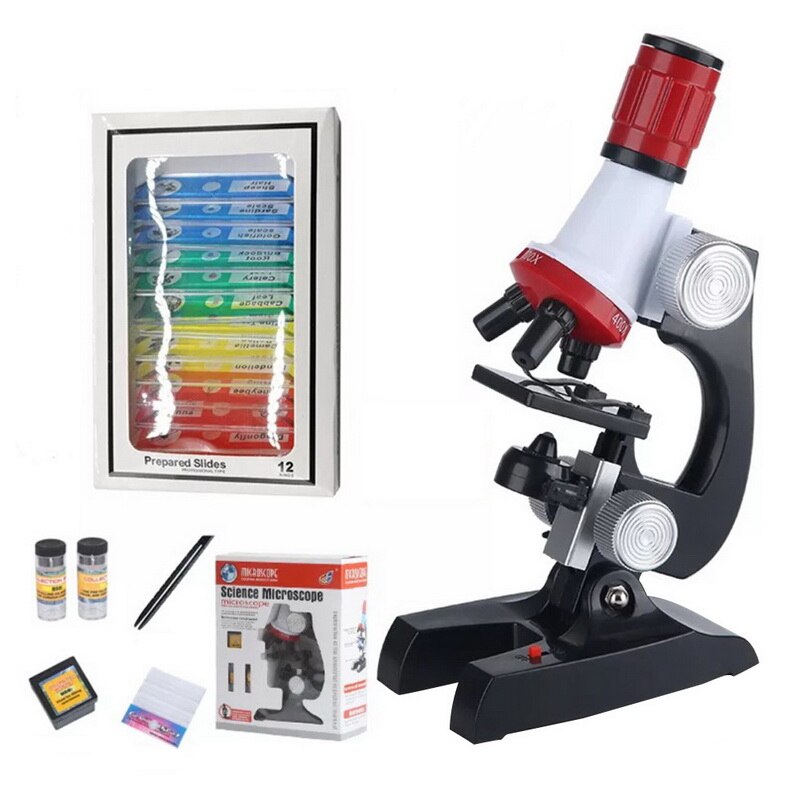 Kids Microscope Kit Science Lab LED 100-1200X Biol... – Grandado