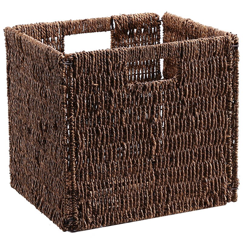 Storage basket folding storage basket Hand-woven straw rattan magazine storage basket weaving basket bamboo basket toy storage