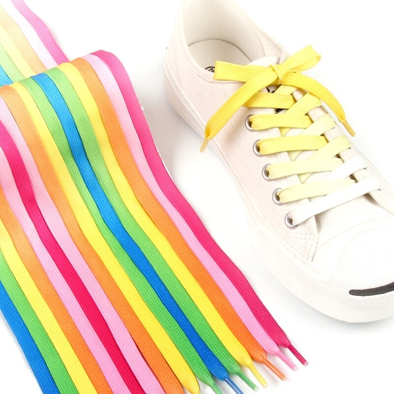 95 cm plat couleur dégradé changeant de couleurs lacets de chaussures impression arc-en-ciel plat toile lacets décontracté casual couleur chromatique lacets
