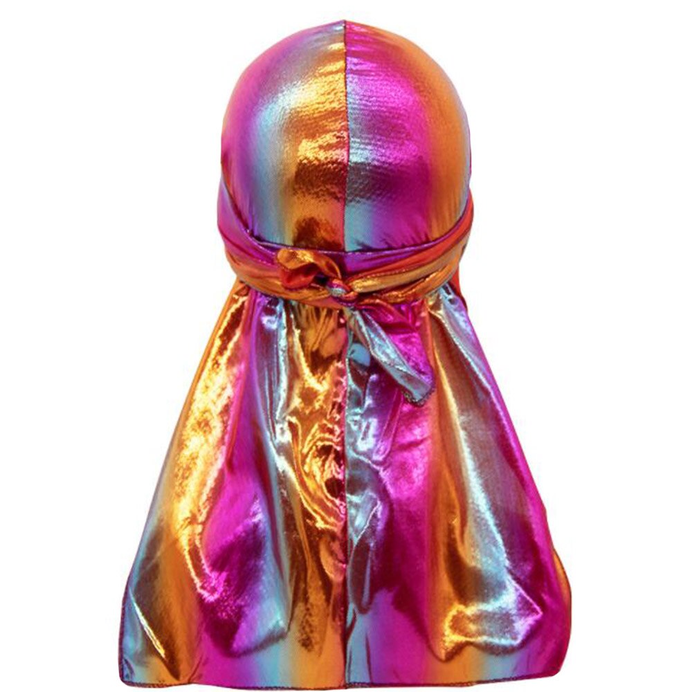 Men Sparkly Silky Durag Colorful Wide Doo Rag Comfortable nightcap: Rose Red