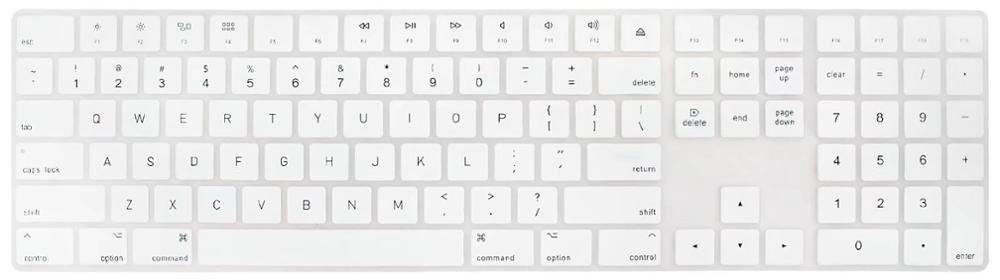For Apple Magic Keyboard Magic Keyboard with Numeric Keypad MQ052LL/A A1843 Soft Silicone Skin Keyboard Cover: White