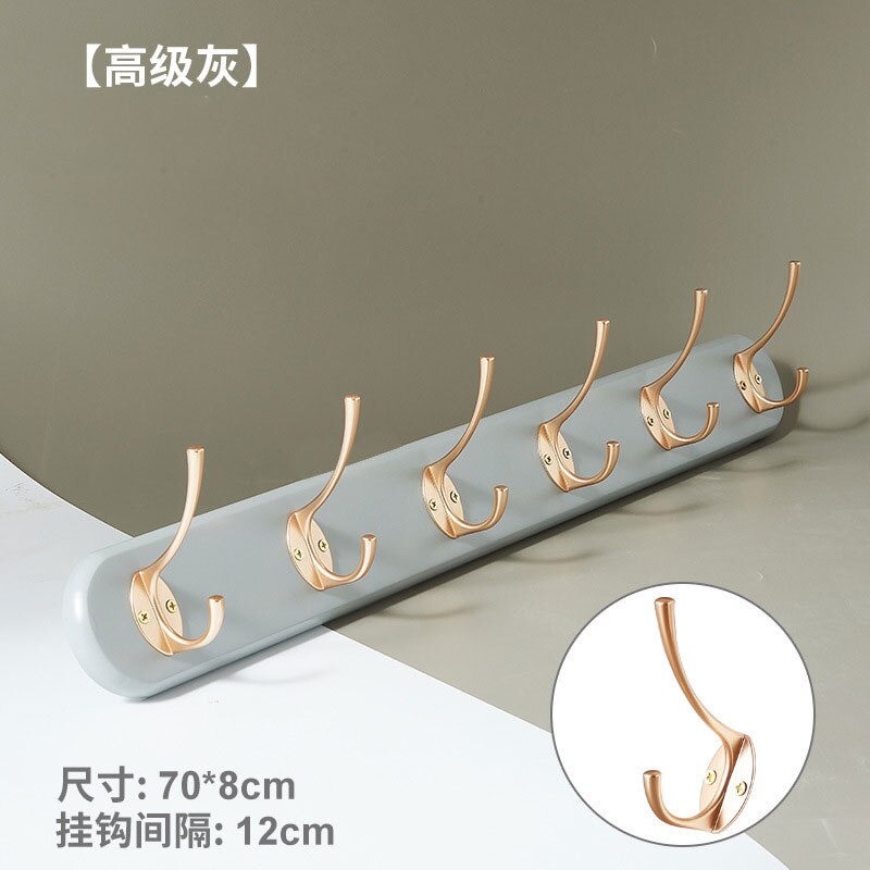 Coat Hook Wall Hanging Clothes Hook Clothes Rack Bedroom Porch Wall Hook Non Perforated Wall Mounted Clothes Hook: Grey gold / 4 hooks