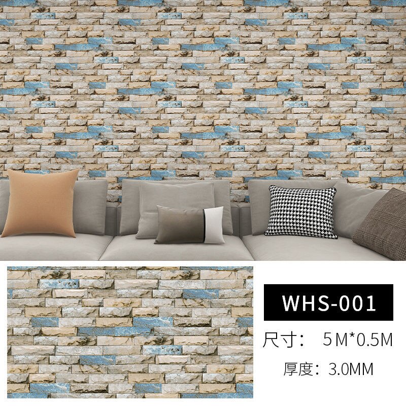 3D Zelfklevend Behang 70Cm * 5M Continue Waterdicht Baksteen Muurstickers Woonkamer Slaapkamer Kinderen kamer Home Decoratie: Color 4 / 50CMX1M