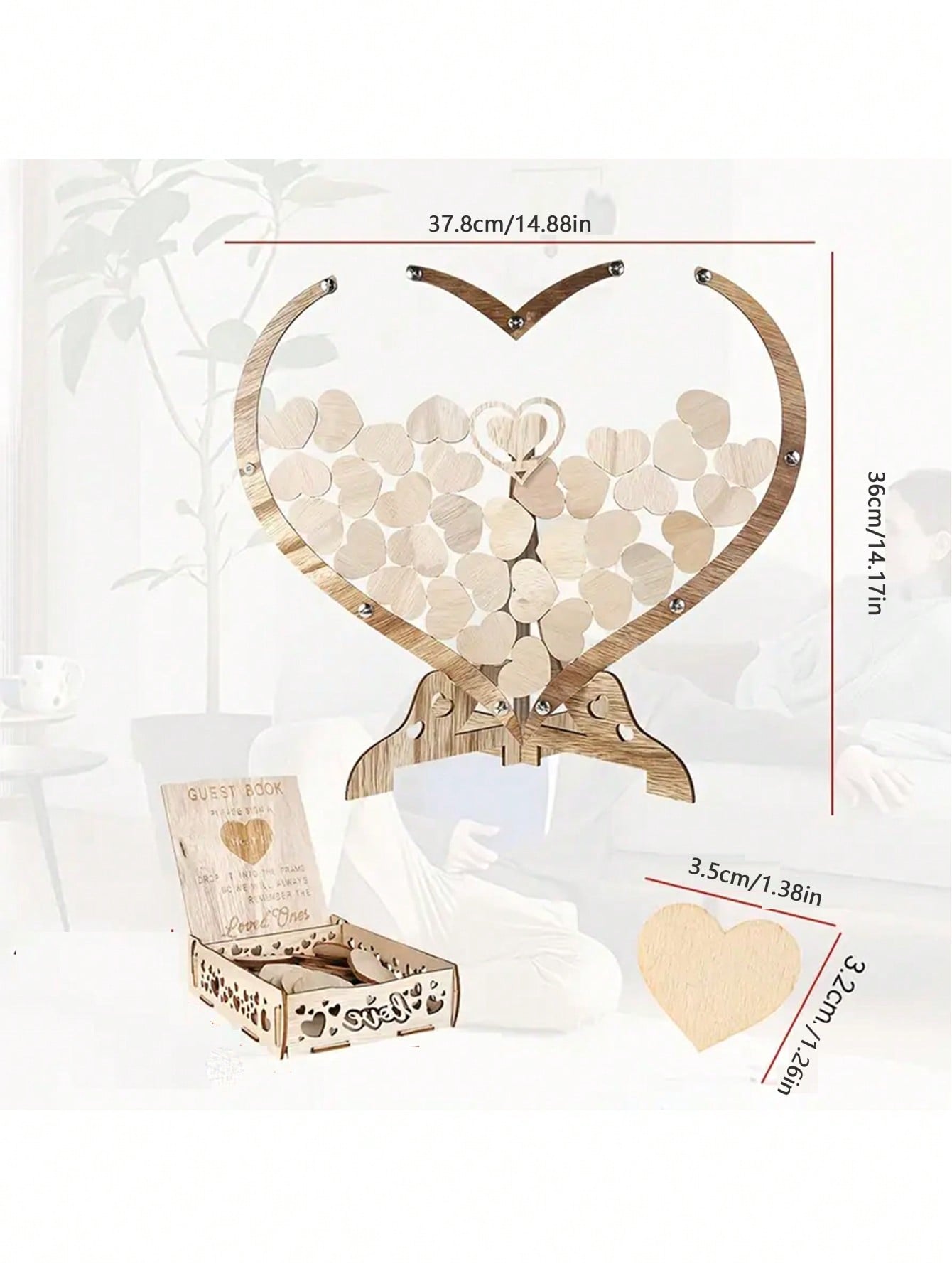 Wooden wedding message book photo frame is suitable for weddings, Valentine's Day celebrations and wedding message books.