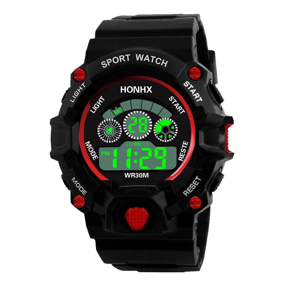 Elektronische Horloge Dubbele Tijd Digitale Display Sport Horloge 30M Waterdicht Horloge Voor Mannen Siliconen Band Horloge Hombre Reloj: Red