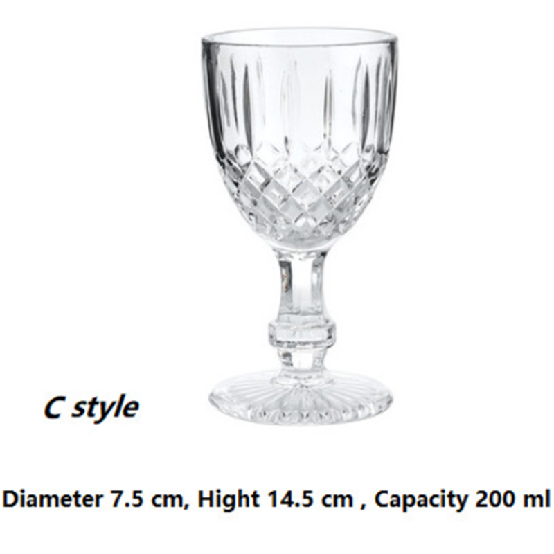 Copas de champán de cristal para boda copa de vino whisky copa de 5oz 7oz 9oz copa de cristal Retro europea en relieve sin plomo: C  200ml  Wine Glass