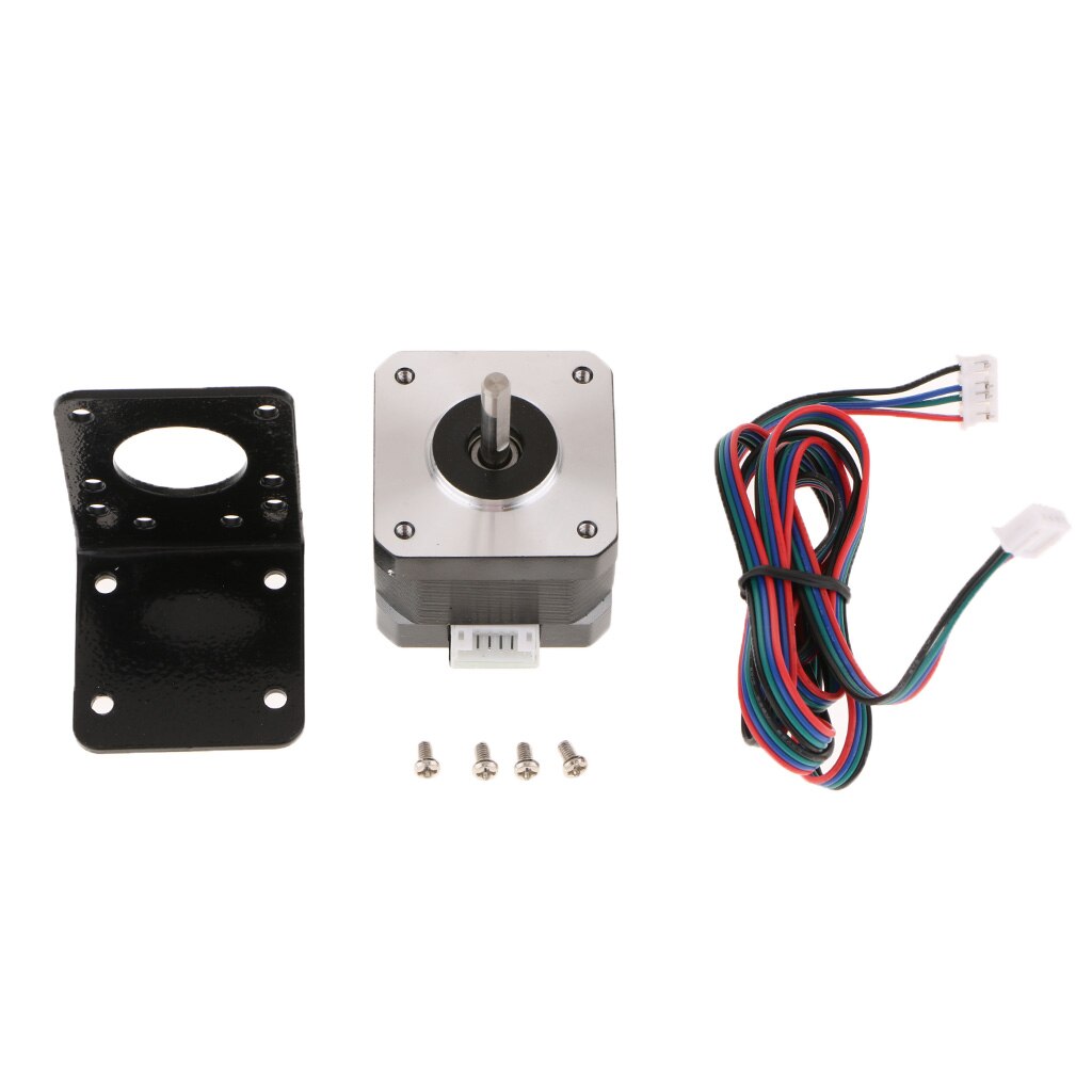 Motor paso a paso + soporte Nema 17, Bipolar, 42mm, 4,4 kg, cm, 1,68a, 4 conductores, impresora 3D, Hobby CNC, línea de Motor y tornillo, 42