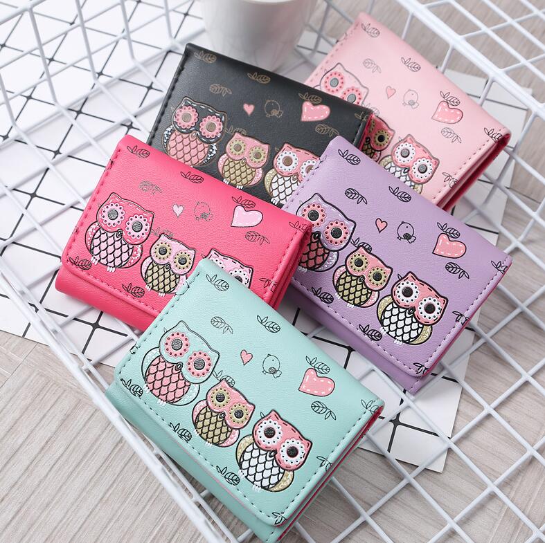 Women Wallets Cute Owl Lady Coin Purse Parent-child Style MoneyBags Clutch Cartoon Wallet Cards ID Holder Purses Burse Notecase