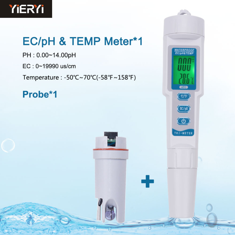 3-in-1 PH Water Test Pen with Replaceable probe PH/EC/TEMP Acidity Meter Drinking Water Analyzer