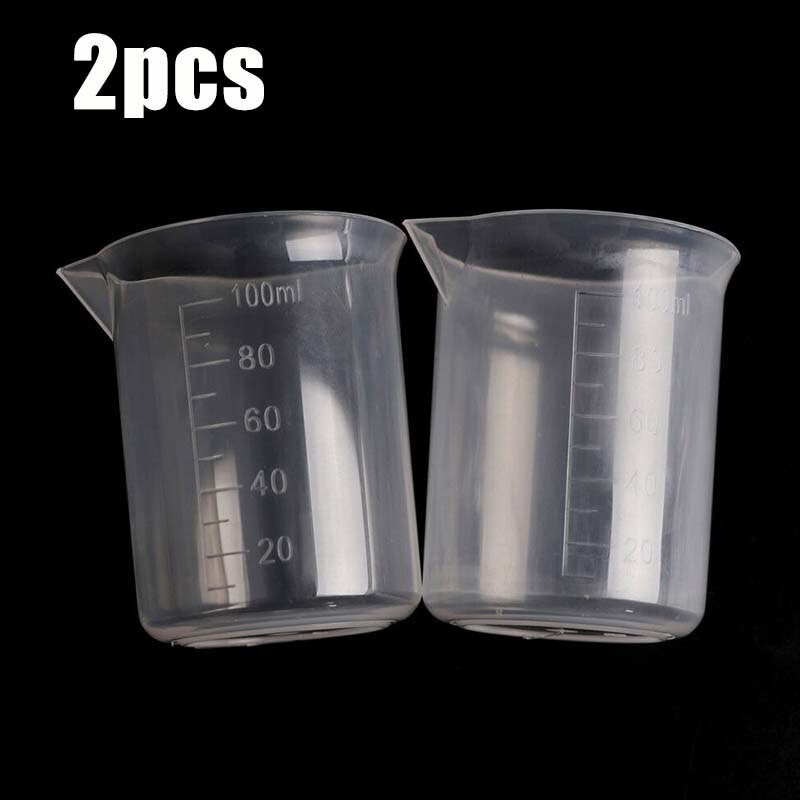 2/10pcs 100mL Clear Plastic Measuring Cup Jug Beakers Kitchen Laboratory Gadgets