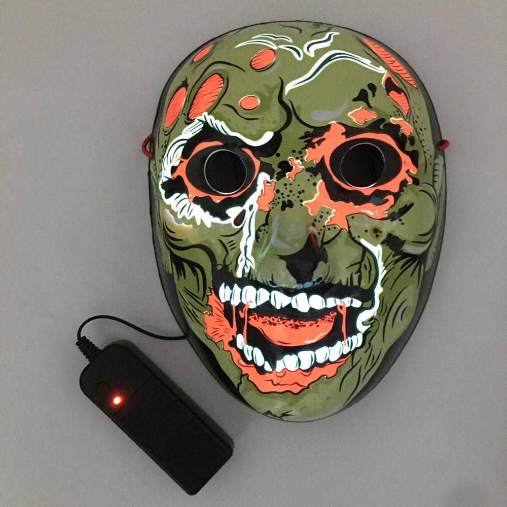 Clown LED Mask Halloween Party Mask Neon Light Up Luminous Wire Purge Scary: N13 terror skeleton