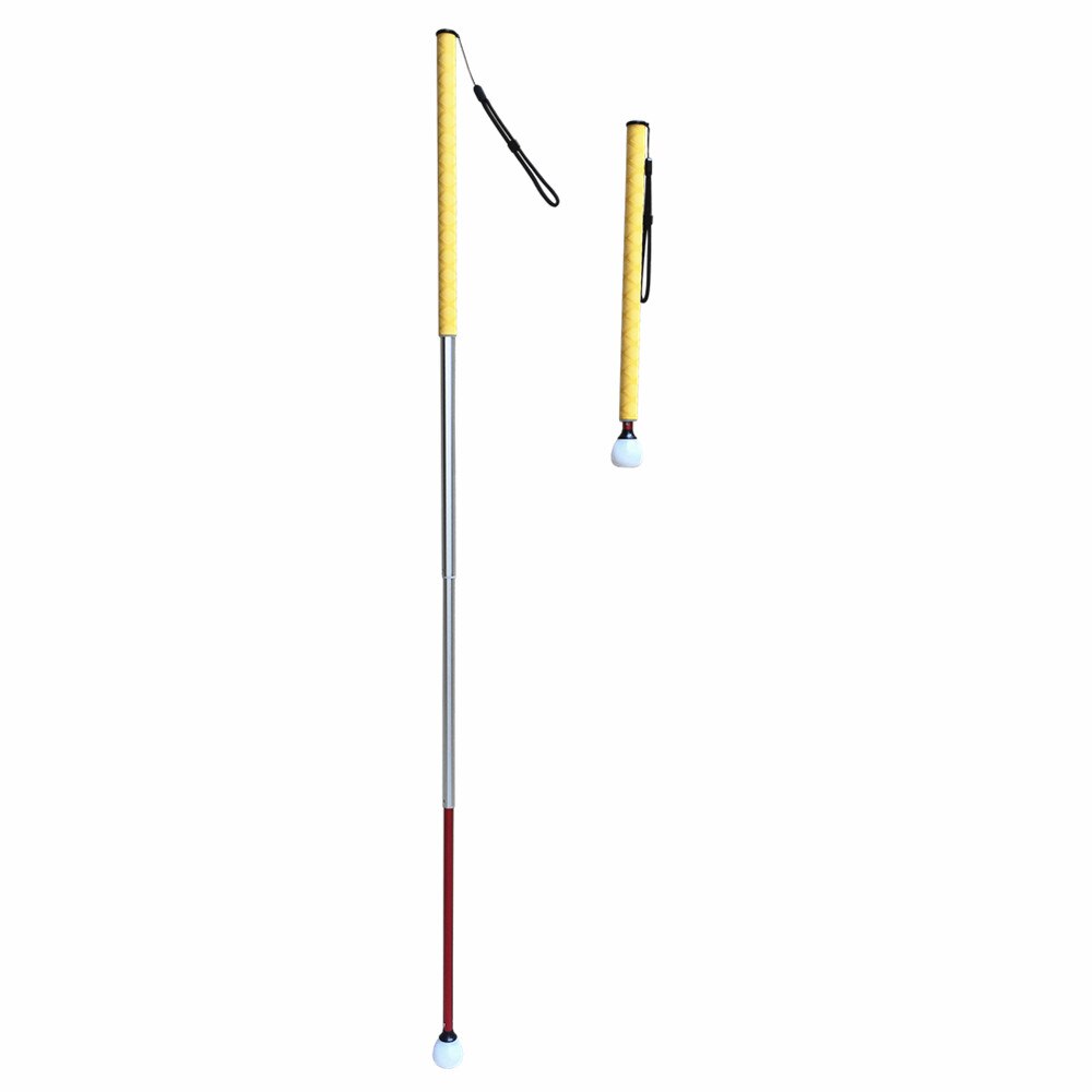 Aluminum Telescopic Blind Cane with Rolling Tip 39cm-123cm (15.4 inch-48.4 inch), with 2 Tips: Yellow