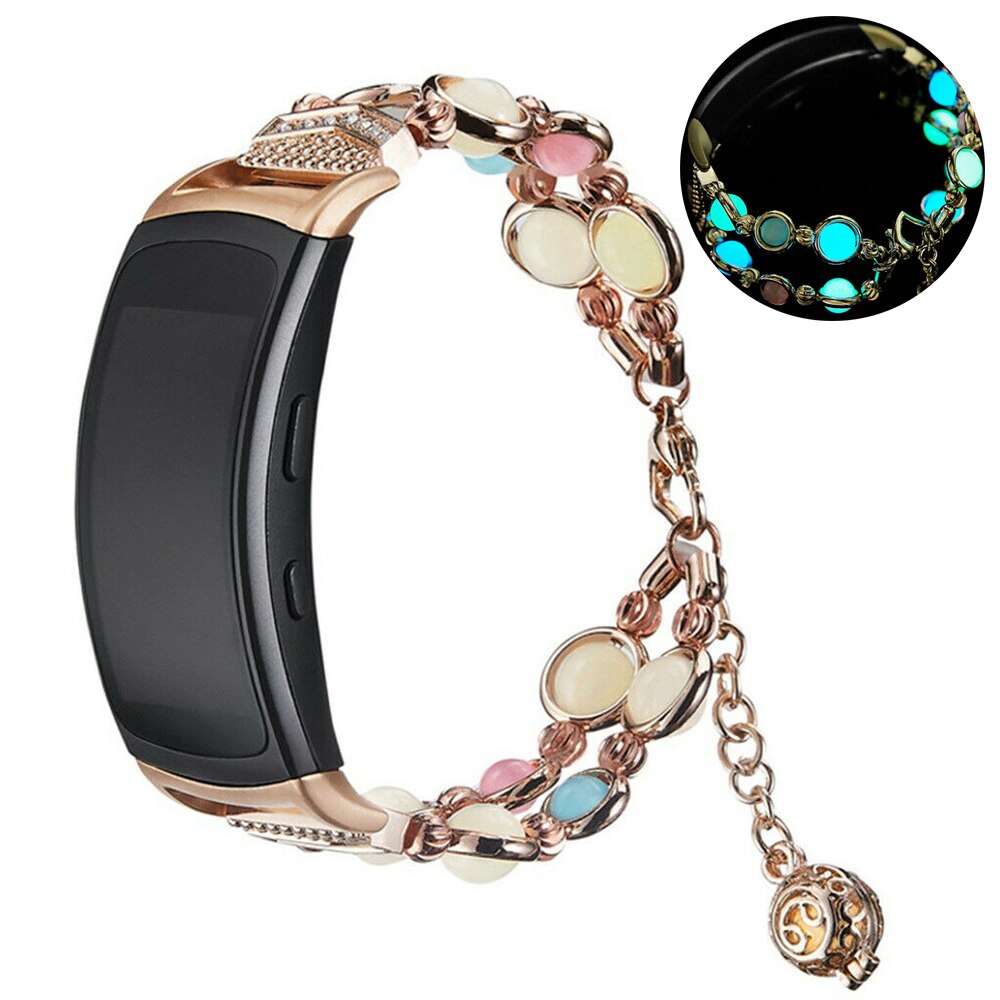 Lichtgevende Kralen Armband Strap Voor Samsung Gear Fit 2 Pro Smart Horloge Roestvrij Staal Pols Band Voor Samsung Gear Fit 2 Correa