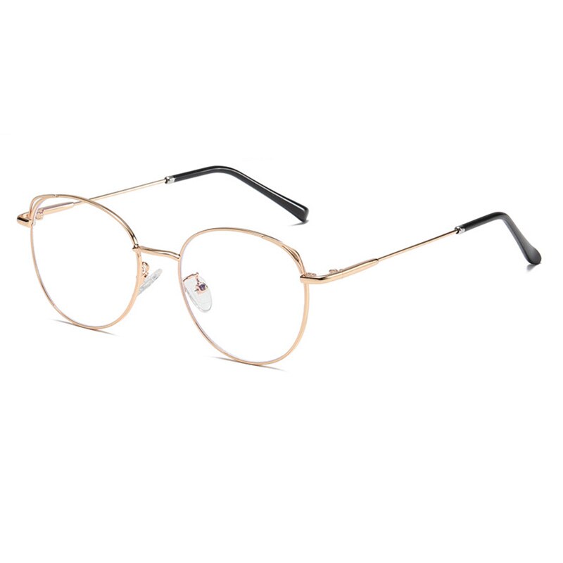 SHAUNA Retro Anti Blue Light Eyeglasses Frames Metal Cat Ear Optical Frame: Rose Gold