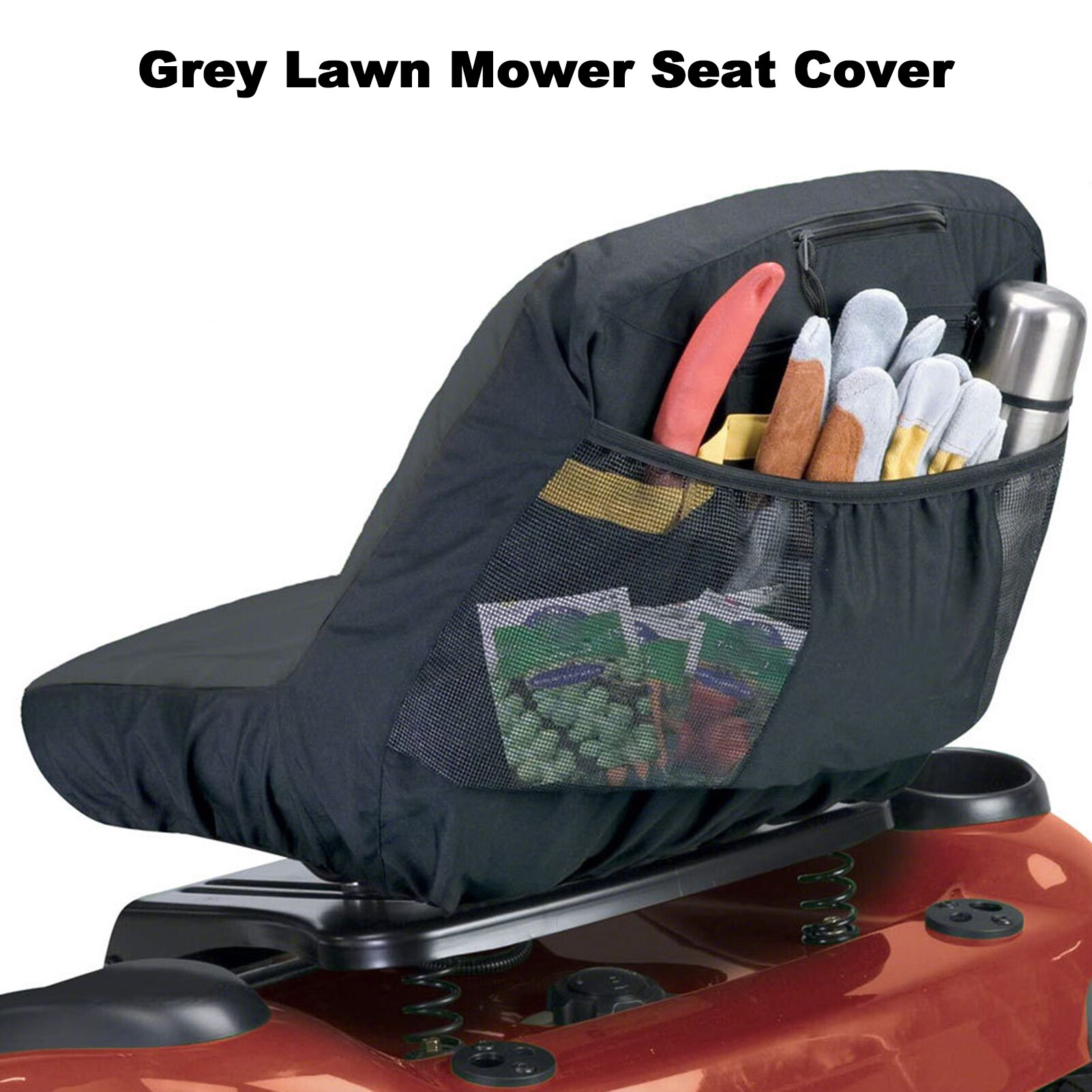 Lawn Mower Seat Cover Tractor Seat Cover Heavy Duty Padded 600D Oxford Material Grey