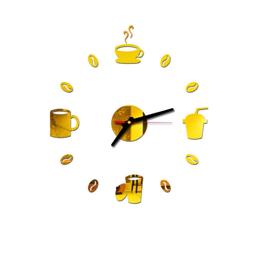 3D Acryl Spiegel Effect Diy Wandklok Sticker Muurschildering Sticker Home Slaapkamer Decor: Golden