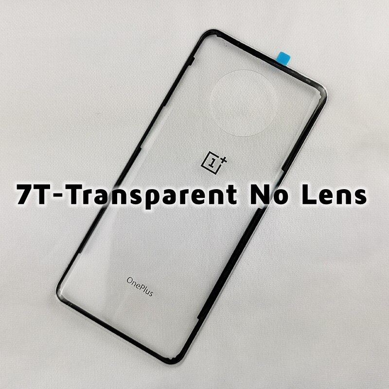 Originalt bagglascover oneplus 7 7t pro battericover one plus 7 t bagdørs cover oneplus 7t bagcover med kameralinse: 7t- transparente uden linse