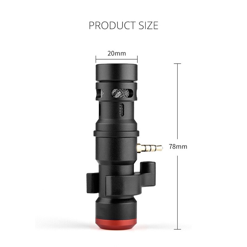 Portable Recording Microphone for Phone High Sensitivity Cardioid Mic with 3.5mm Port Plug and Play