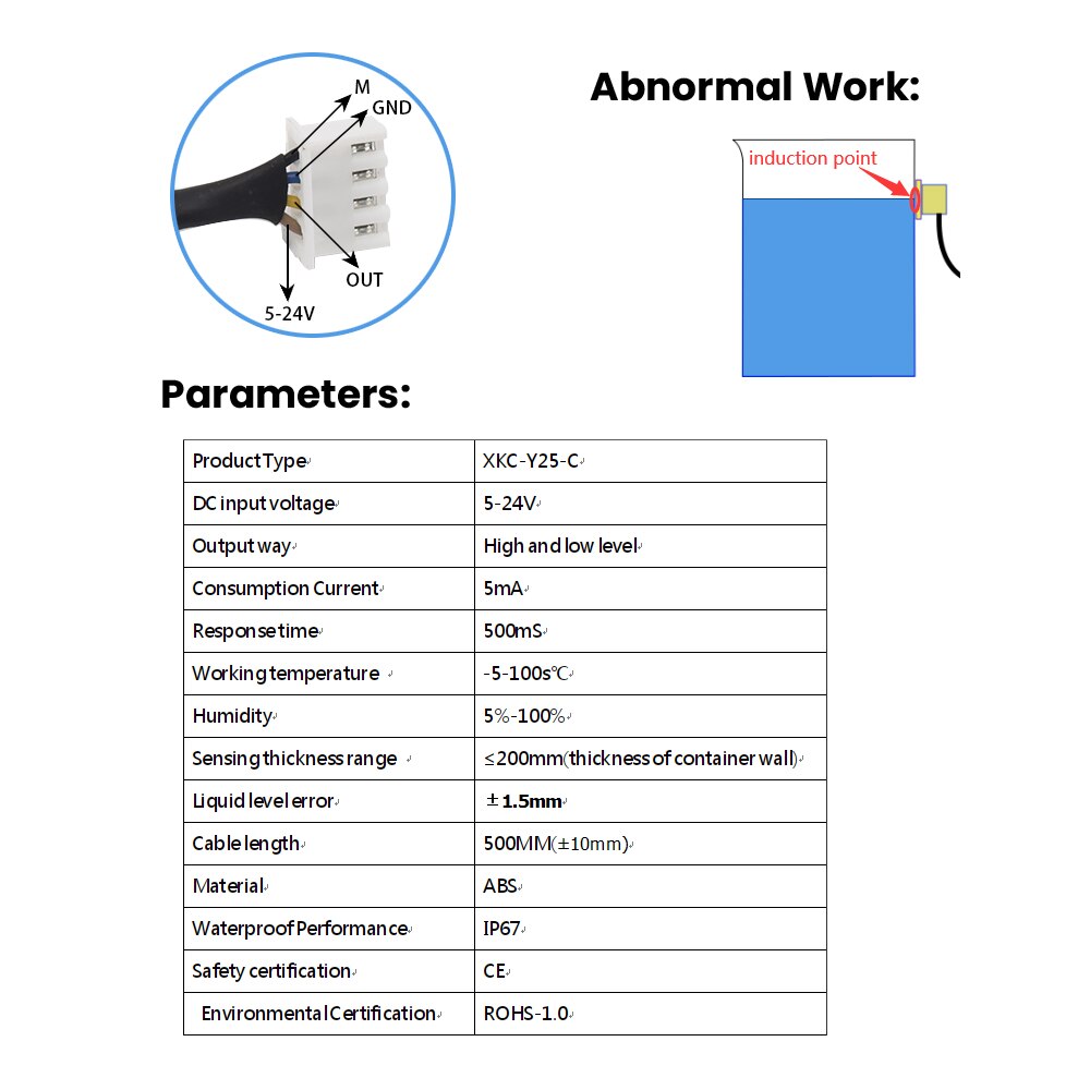 Keyestudio For Arduino DIY Projects XKC-Y25-V 5-24V Non Contact Water Liquid Level Sensor Switch Detector Water