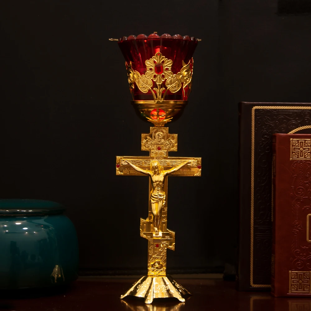 Décoration de table bougeoir d'église, traditionnelle de Jésus orthodoxe, debout en métal ci-après, porte-bougie pour la maison ou le culte: Default Title