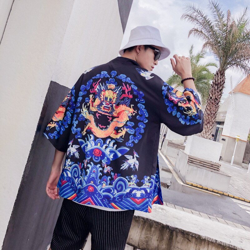 Japanischen orientalisch Kran Sakura Kimono Haori Strickjacke Chinesischen Seetang-anzug Ukiyo-e Schlecht Kleid Pyjama für Frau Mantel Outfits: Farbe11