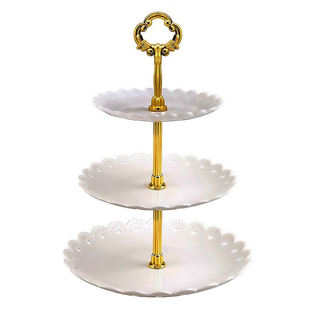 3 Tier Cake Stand Afternoon Tea Wedding Plates Party Tableware Bakeware Plastic Tray Display Rack Cake Decorating Tools: SILVER