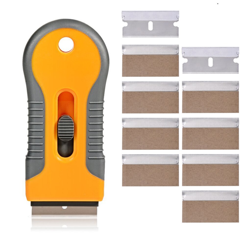 EHDIS Vehicle Cleaning Razor Scraper With Carbon Steel Blades Window Glass Sticker Decal Remove Tools Film Wrapping Car Squeegee: SET C