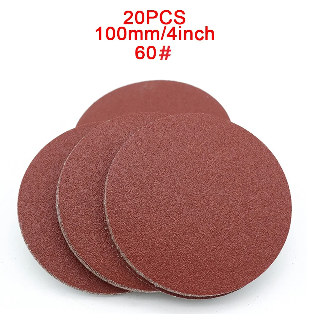 20pcs 4inch 100mm Round Sandpaper 40-2000Grit Abrasive Sander Paper Special Sandpaper Sanding Disk For Metal Wood Polishing: Brown
