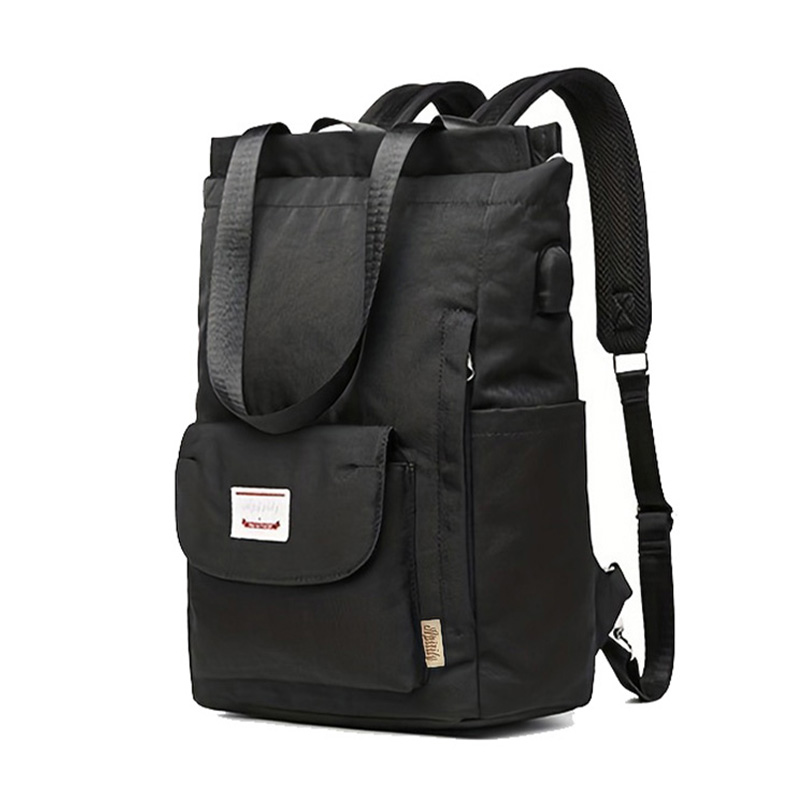 Mochila para mujer, mochila impermeable para ordenador portátil con estilo, 13,3, 14, 15,6 pulgadas, coreana, lona Oxford, mochila universitaria USB para mujer: Negro