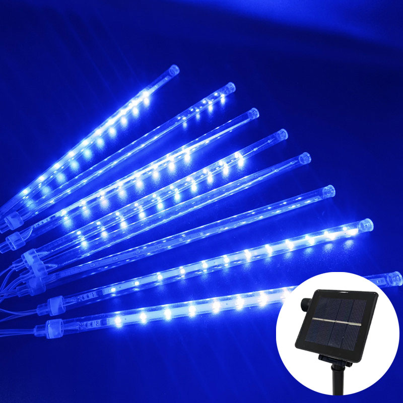 Solar LED Meteor Shower Light String Light Waterproof Fairy Garden Decor Outdoor Led Street Garland Christmas Decoration: WHITE / RGB